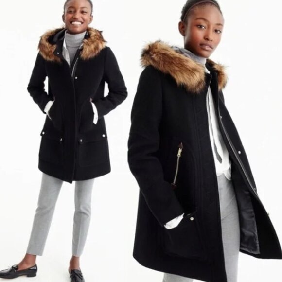 J.Crew Stadium-Cloth Wool Coat by Nello Gori – Black – Women’s Size 10 - Picture 2 of 7